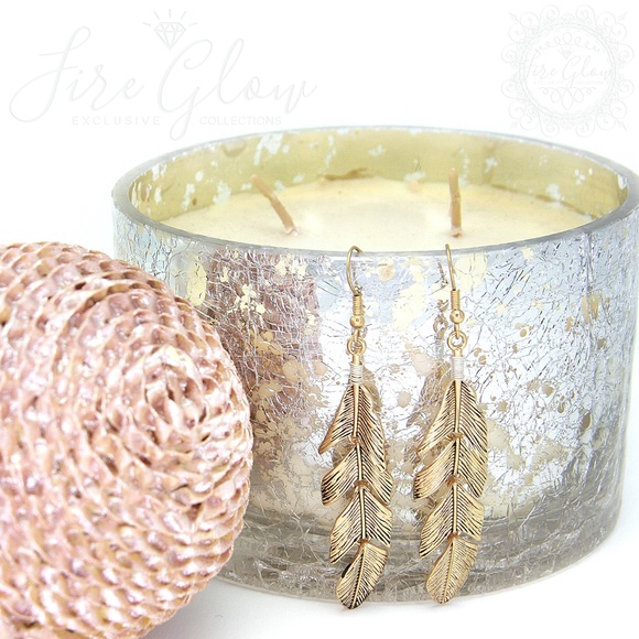 Boho Chic Gold Tone Dangling Feather Earrings - Picture 9 of 13